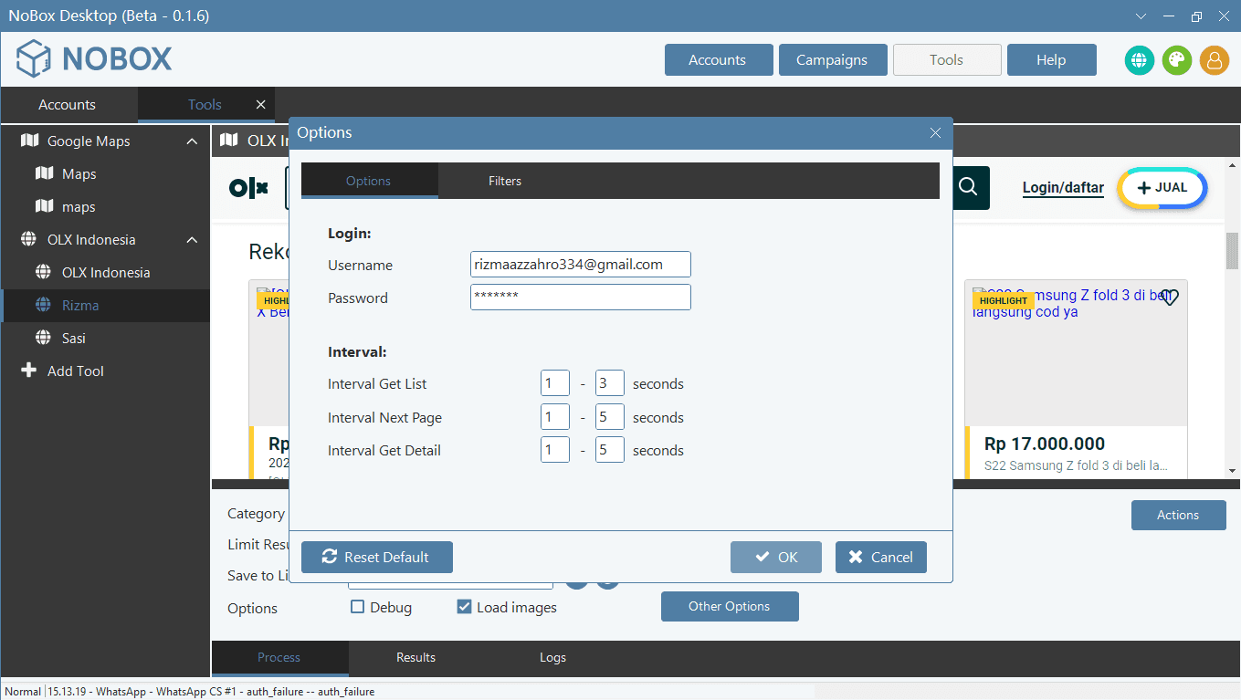 Fitur Auto Login OLX