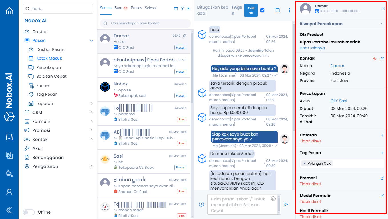 Detail Informasi Percakapan