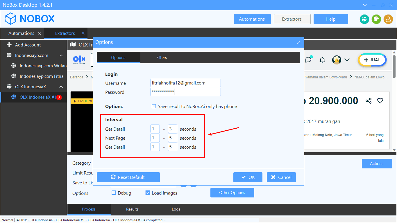 Pengaturan Interval OLX
