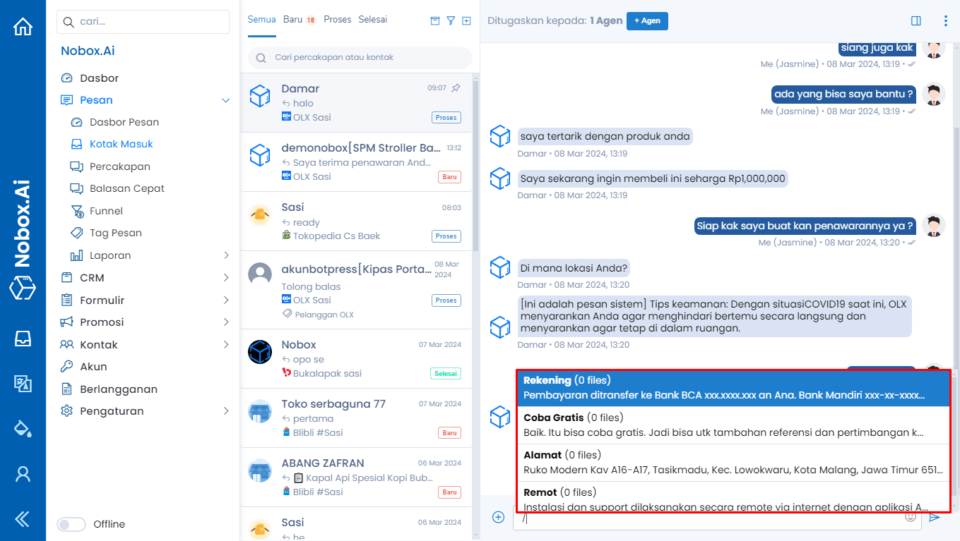 Daftar Balasan Cepat