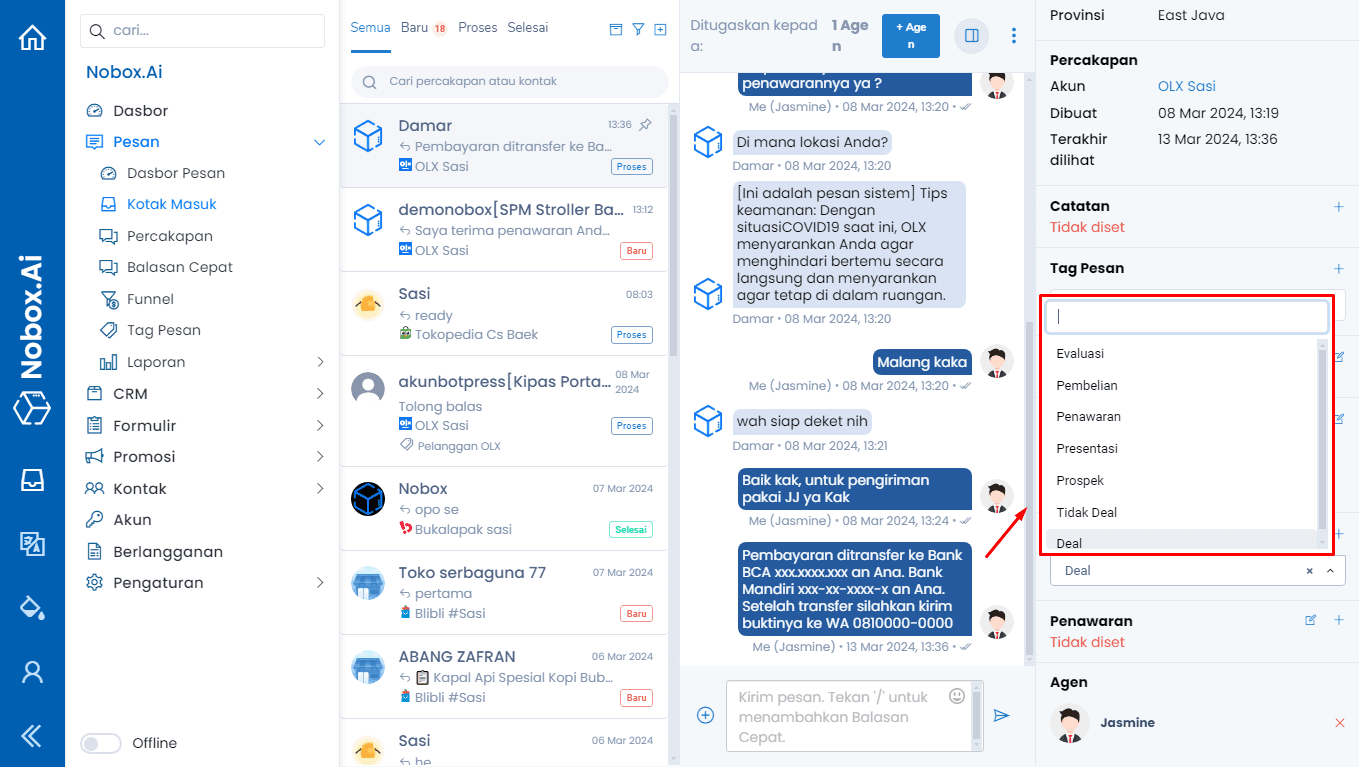 Aplikasi Funnel pada Chat