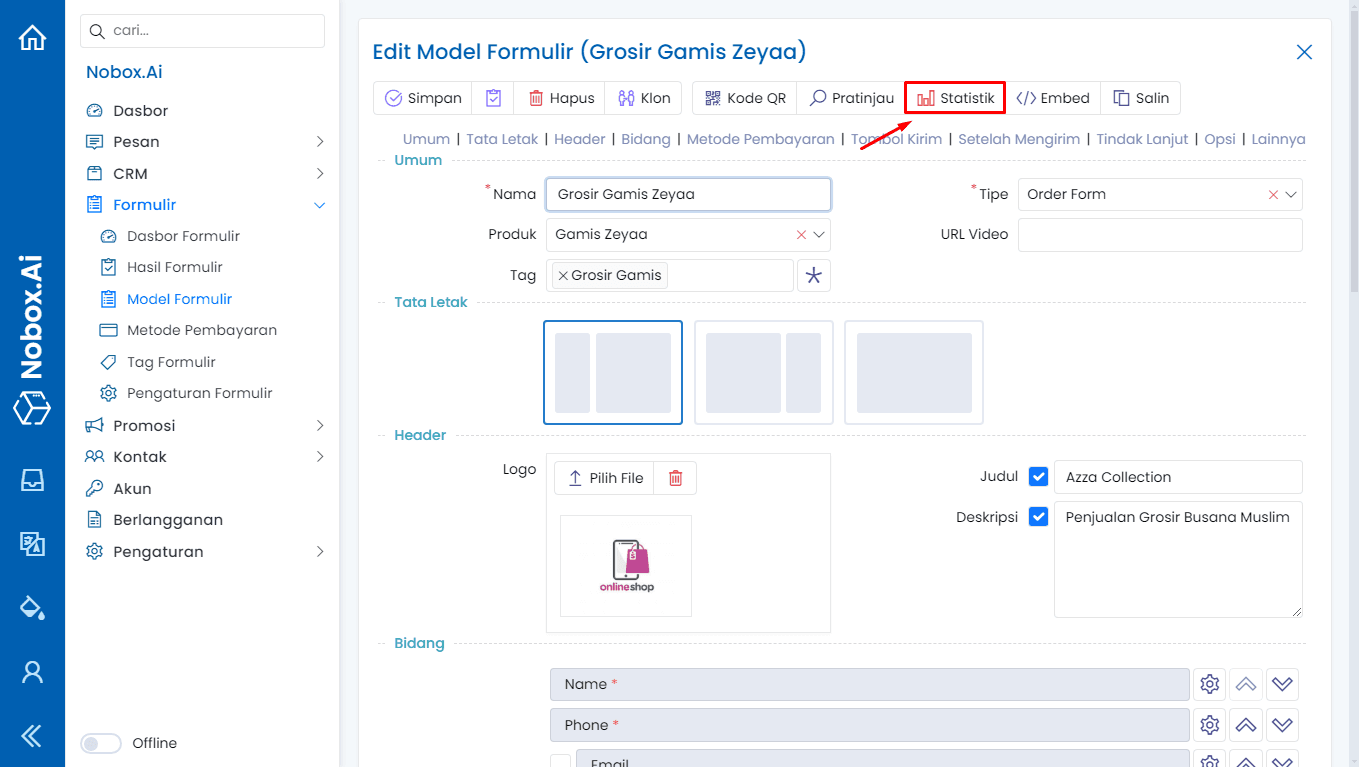 Statistik Model Formulir