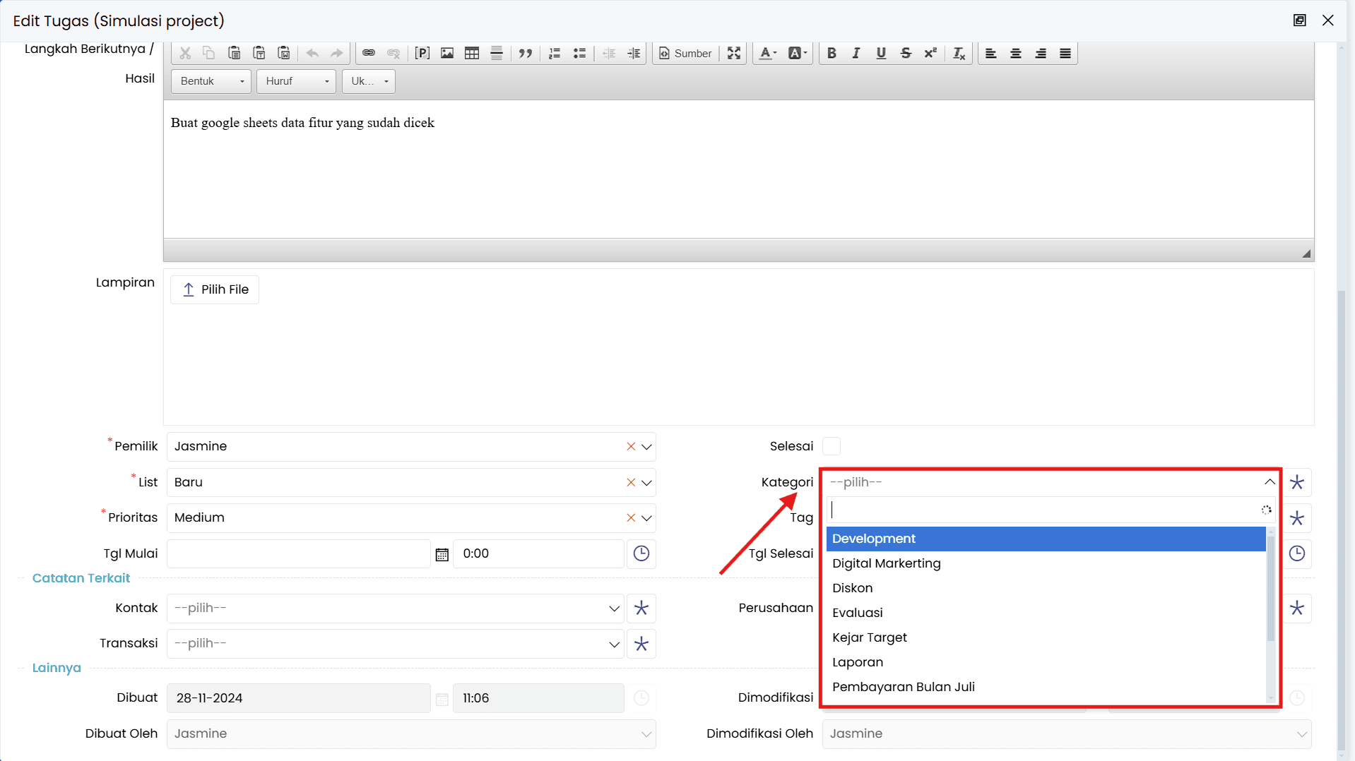 Tampilan Dasbor NoBox