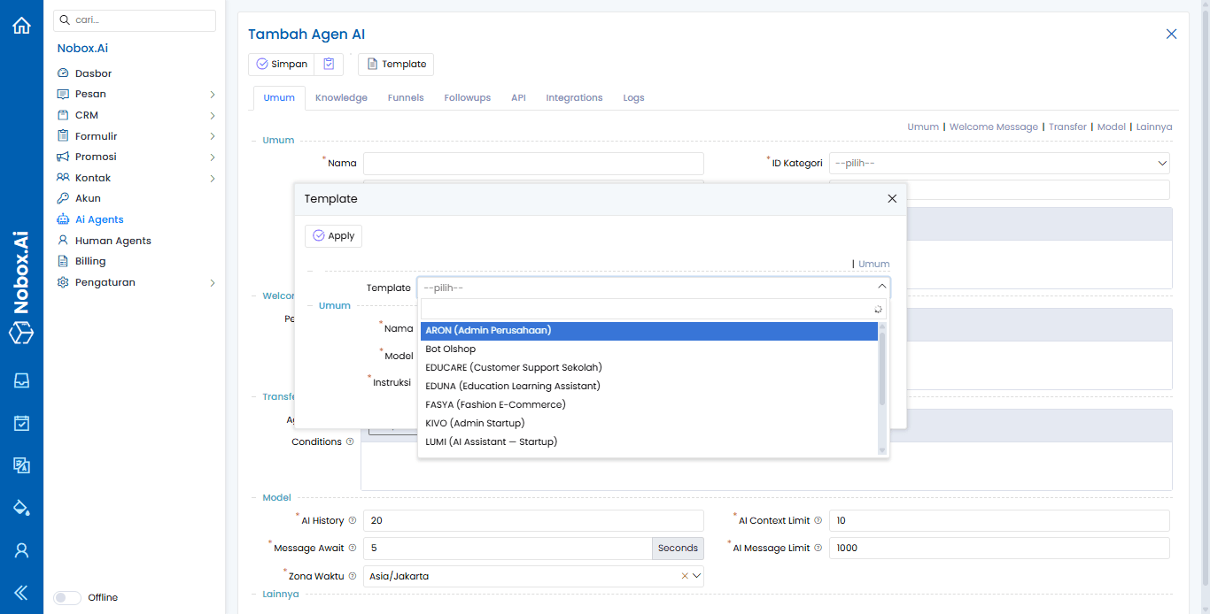 Dialog Template AI Agent