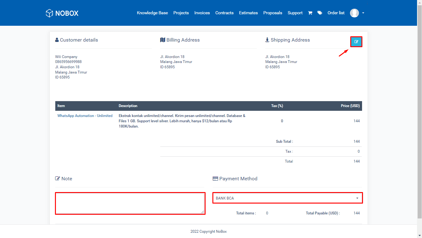 Informasi Checkout Pelanggan