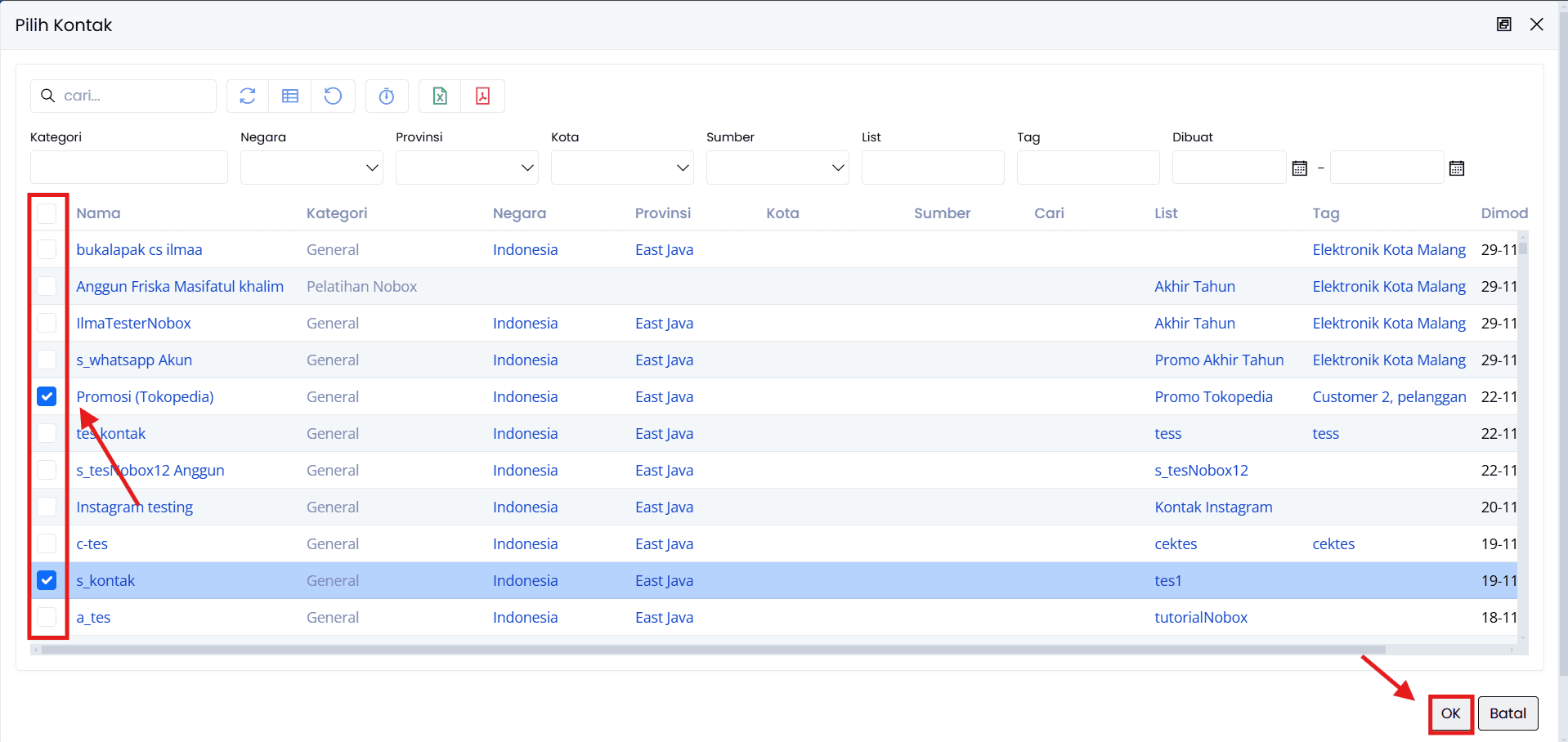 Menambah Kontak dari Database