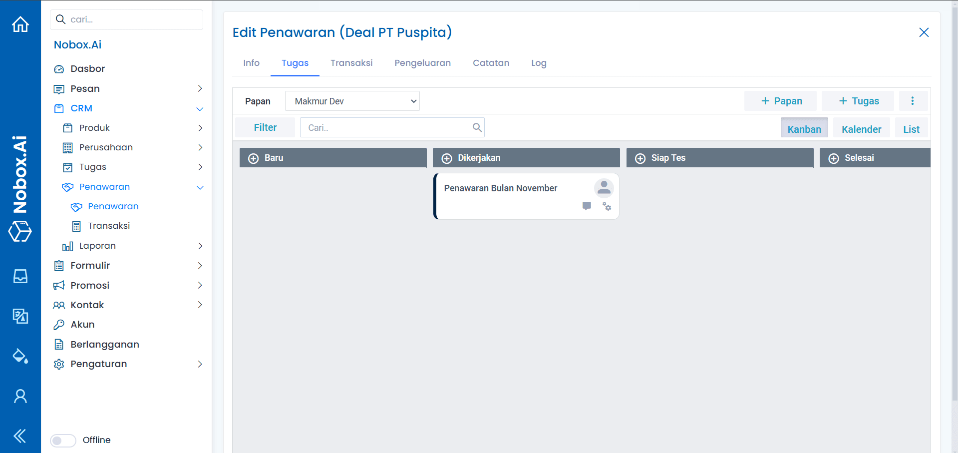 Daftar Tugas Penawaran